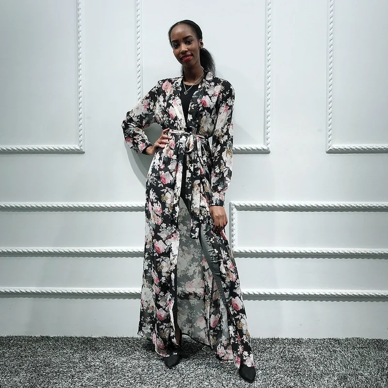 Chiffon Kaftan Dubai Abaya Turkey Kimono Muslim Hijab Dress Caftan Pakistani Turkish Islam Clothing Abayas for Women Robe Femme |