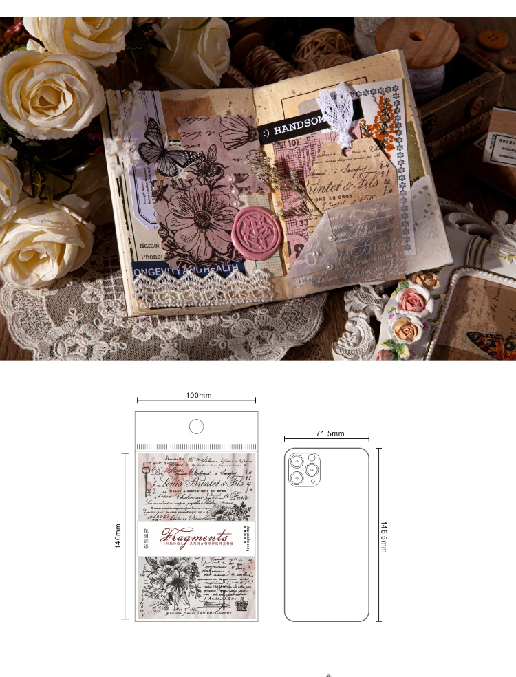 30Pcs Retro Fragments Series Mix Material Paper Junk Journal Planner Scrapbooking Vintage Decorative DIY Craft Background Paper