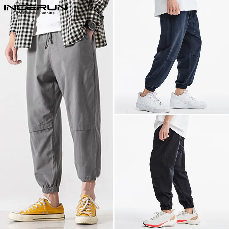 

INCERUN Mens Overall Joggers Pants Men Casual Loose Streetwear Trousers Male Cargo Bottom Multi-pocket Cotton Military Overalls