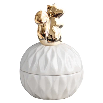 

Nordic Golden Ceramic Animal Jewelry Storage Box Necklace Ring Earrings Makeup Organizer Mini Desktop