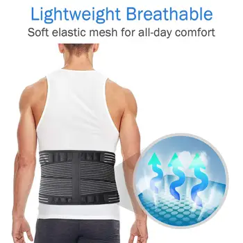 

Lumbar Support Belt Lower Back Brace Immediate Relief for Back Pain Dual Adjustable Straps Breathable Mesh Slimming Body Shapers