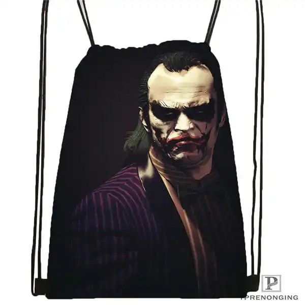 Drawstring Backpack Custom the-joker-batman-arkham походная сумка на шнурке милый рюкзак для детей(черная спинка) 31x40 см#180611-03-113 - Цвет: Drawstring Backpack