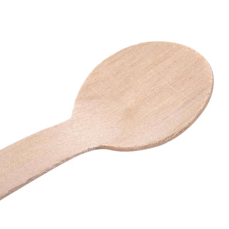 100Pcs Disposable Wooden Spoon Mini Ice Cream Spoon Wood Western Dessert Scoop Wedding Party Tableware Kitchen Accessories