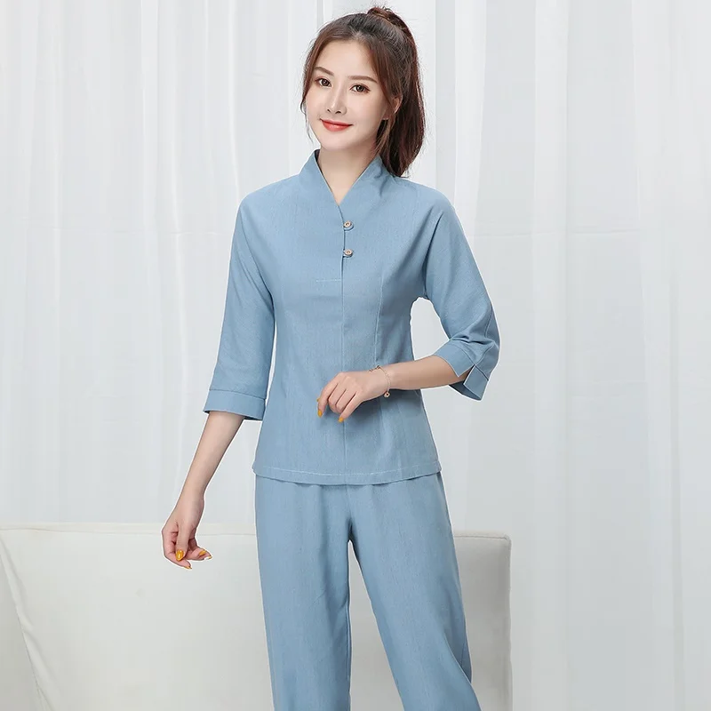 

Корейский салон красоты косметологическая Униформа спа оздоровительный центр рабочая одежда женская ванна для ног сауна массаж техника одежда DD2813