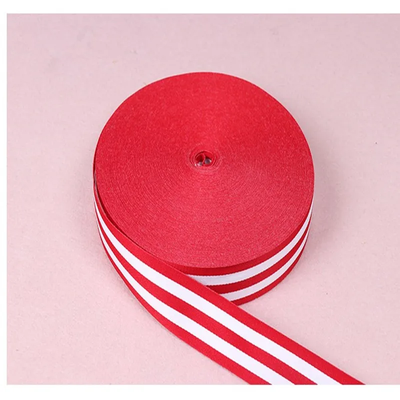 9/15/20/25/30/40mm 50Yards Interchromatic Non Elastic Ribbon Vertical Striped Polyester for Decoration Gift Wrapping DIY Holiday