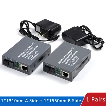 

1 Pair Media Converter HTB-3100 Fiber Optical Single Mode Single Fiber SC Port 20KM External Power Supply