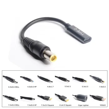 

USB 3.1 Type C Female to DC 7.9*5.5 5.5*2.5 2.1 4.8*1.7 mm Square Male PD Power Charger Adapter Connector Cable for lenovo HP