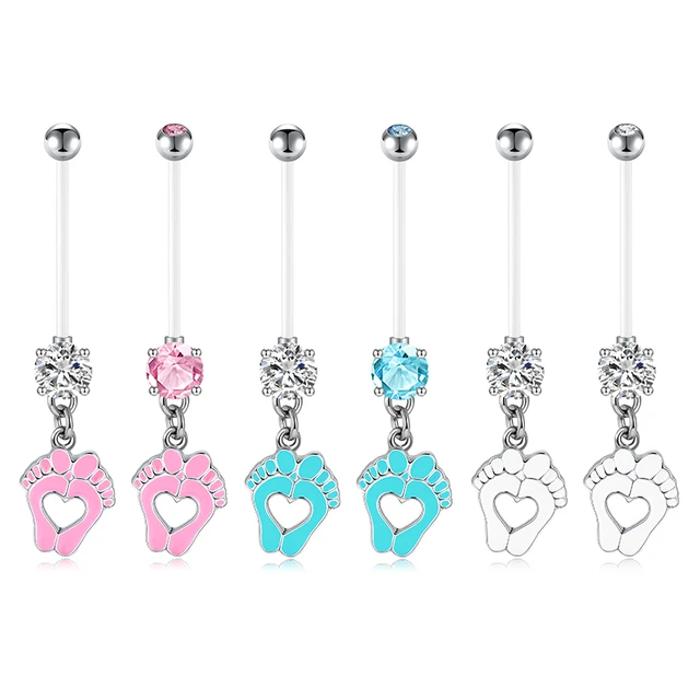 D.Bella Pregnancy Maternity Flexible Bioplast Long Belly Button Rings