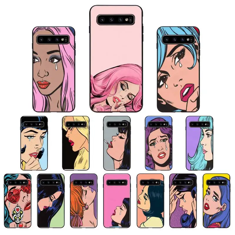 Розовый мультяшный чехол для телефона с изображением девушки плача Samsung Galaxy s5 S6 S7