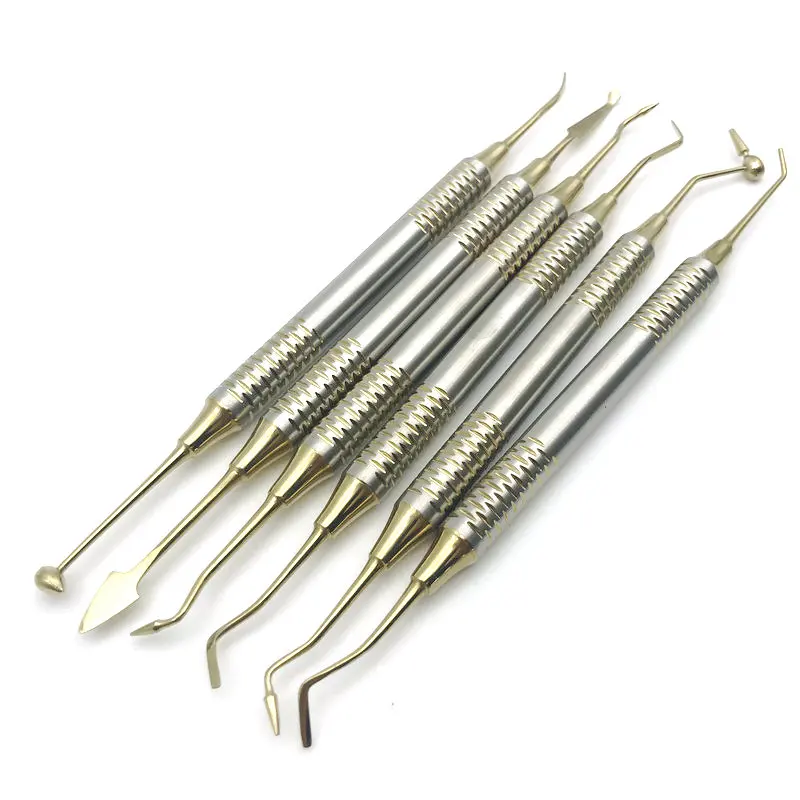 6 шт. зубная композитная Смола наполнение шпатель титановая покрытая головка