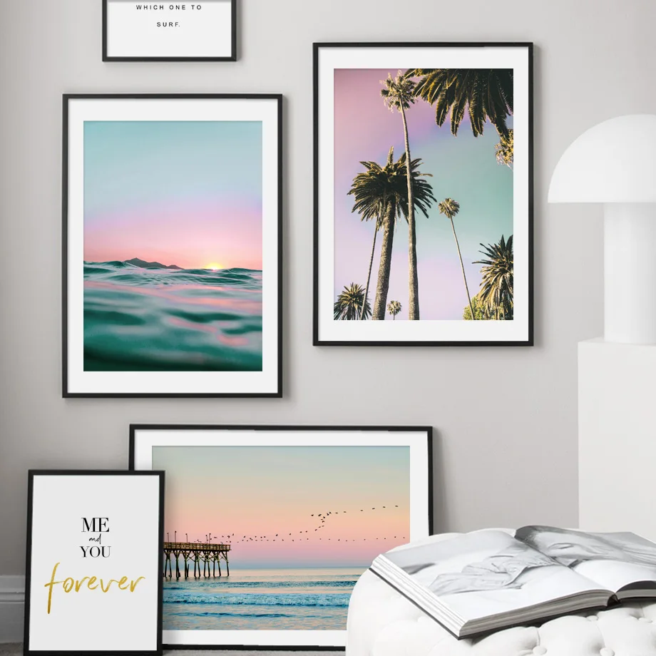 

Palm Tree Sky Sunset Sea Quotes Wall Art Canvas Painting Nordic Posters And Prints Wall Pictures For Living Room Bedroom Decor