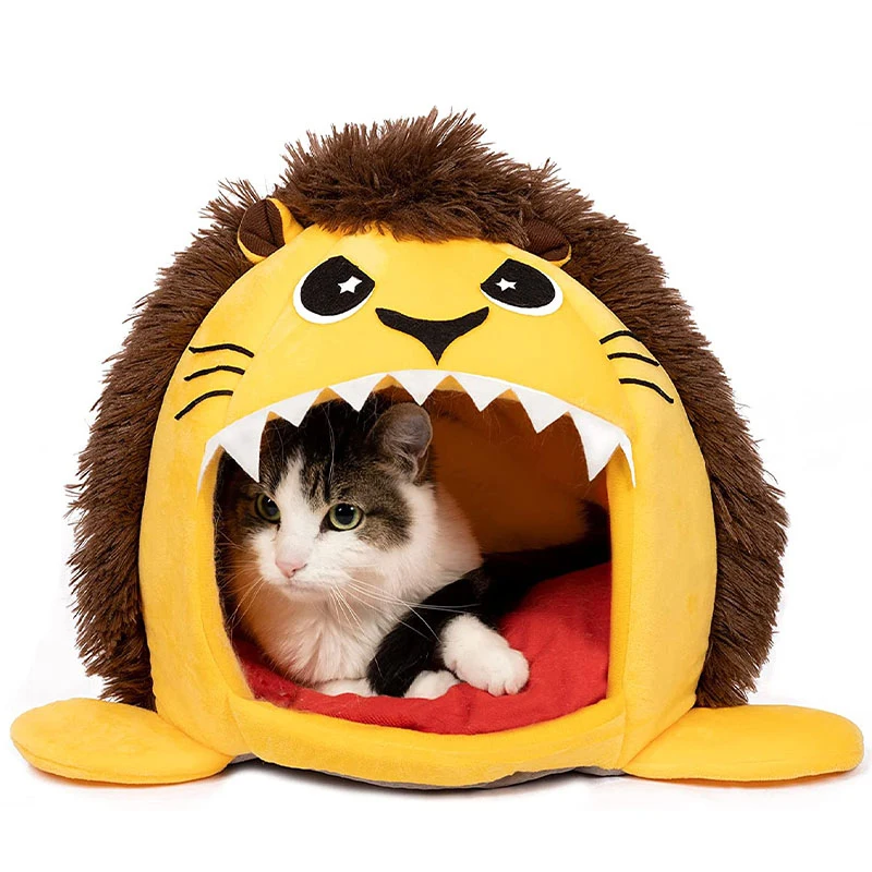 

Cute Lion Cat Bed Cartoon Dog House Removable Washable Cushion Soft Pet Bed Mat for Small Dogs Cat Small Animals Dog Supplies