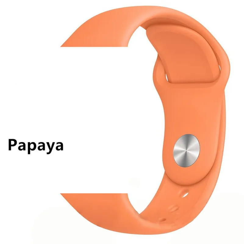 papaya Силиконовый ремешок для apple watch band 44 мм 40 мм, correa, iwatch5/4/3/2, 38 мм, ремешок 42 мм монохромный Силиконовый Браслет apple watch band - Цвет ремешка: papaya