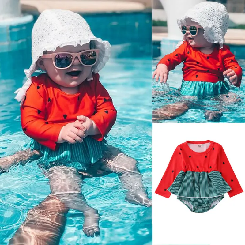 

Kids Baby Girls One-Piece Bikini Swimsuit Bathing Suit Beachwear Lovely Toddlers Stripe Swimwear 2020 Summer Holiday Clothes