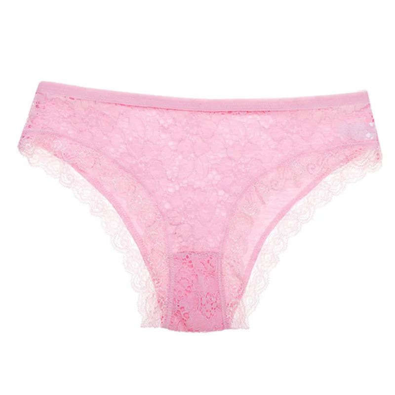 pink Для женщин нижнее белье трусики из хлопка с Кружевами Женские под Штаны однотонные Цвет трусы сексуальные трусики с низкой талией для женщин и девушек, заменитель мужчины штаны с цветочным принтом - Цвет: pink