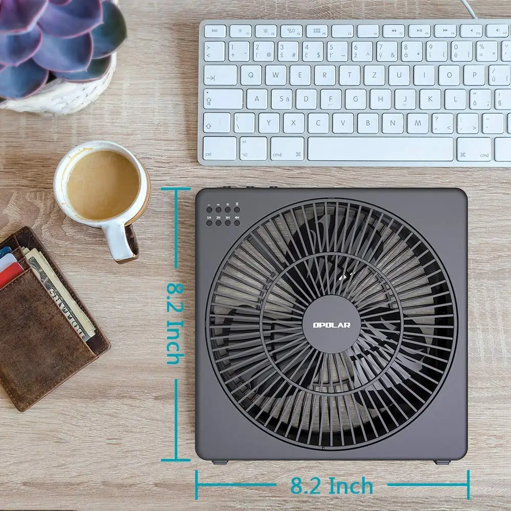 타이머가 있는 탁상용 선풍기, USB 작동, 강력한 바람, 개인 사무실용 조용한 작동, RV용 테이블 걸이 팬, 8 인치
