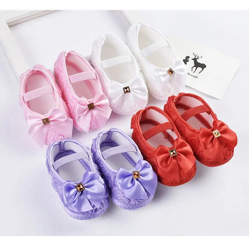  Princess Baby Shoes Soft Sole Material Shoes Anti Slip Crib Shoes Sneaker Prewalker Toddler Kid 0-1