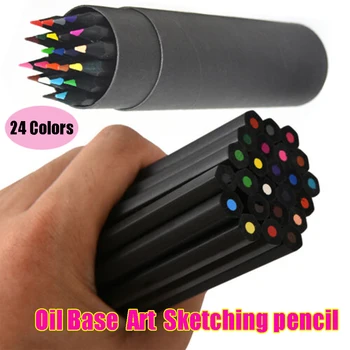 

24Pcs/Boxed 24 Colors Art Sketching Pen Wood Charcoal Oil Base Art Sketching Drawing Painting Colouring Pencil Set School Supply