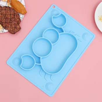 

Baby Kids Silicone Crab Placemat One-piece Dining Tray Non-Slip Dinner Plate Meal Dish Tableware (Blue)