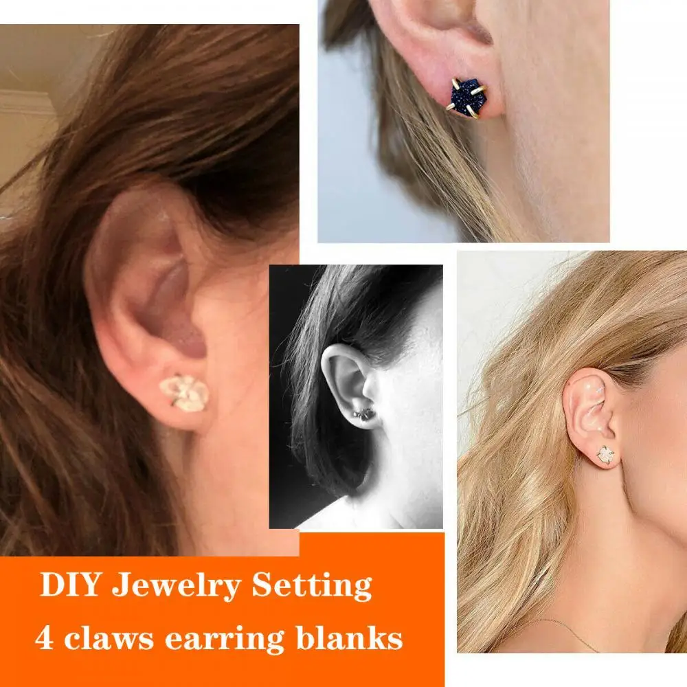 3 Pairs Sterling Silver Stud Post Claw Earring Blanks Handmade Earring Wire  DIY Earring Supplies Great for Gemstone Stud Earrings Making