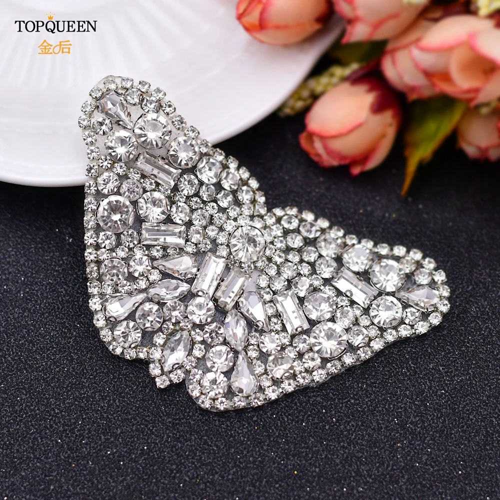 

TOPQUEEN SP13 Rhinestone Patches for Clothe Butterfly Badge Epaulette Chain Sew on Patches Shoes Bag Evening Dress Accessories