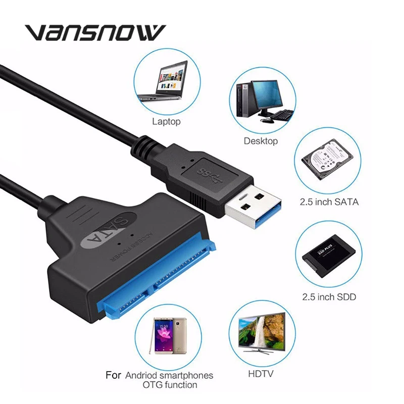 

USB 3.0 SATA III Cable Adapter Up To 6 Gbps for USB 2.0 TYPE C Support External HDD SSD Hard Drive 22 Pin for Labtop Computer