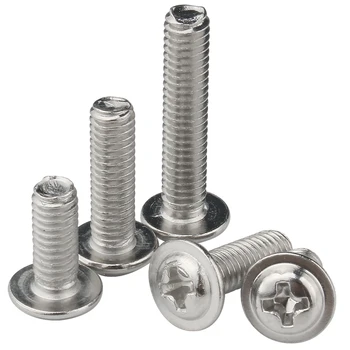 

10/50pcs M2 M2.5 M3 M4 M5 Stainless steel 304 PWM Cross Phillips pan round truss head with washer padded collar screw bolt