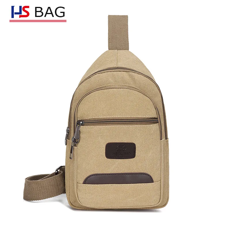 

New Style Canvas Chest Bag Large Capacity Multilayer Men Casual Chest Bag Outdoor Casual Travel Crossbody Bag
