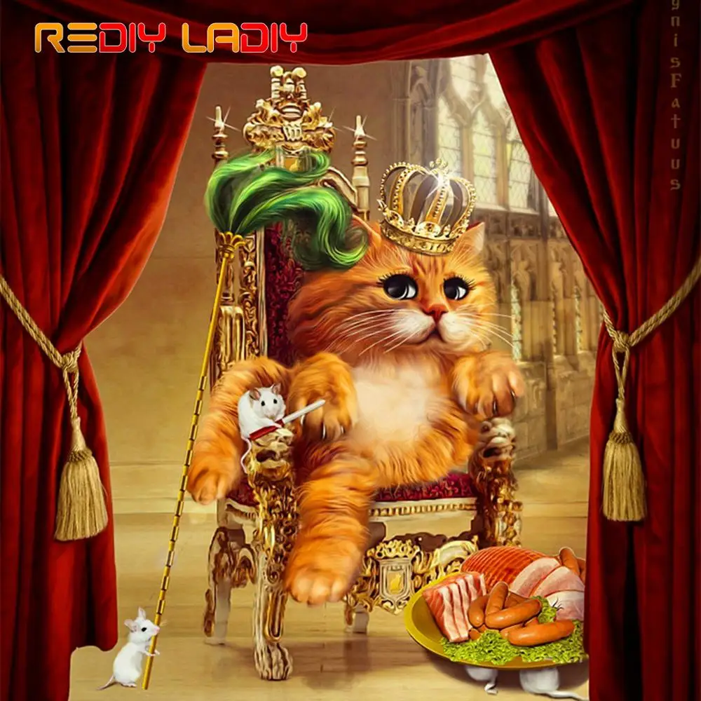 

5D DIY Diamond Painting King of Cat Diamond Mosaic Picture of Rhinestones Art Diamond Embroidery Beaded Cross Stitch Home Decor