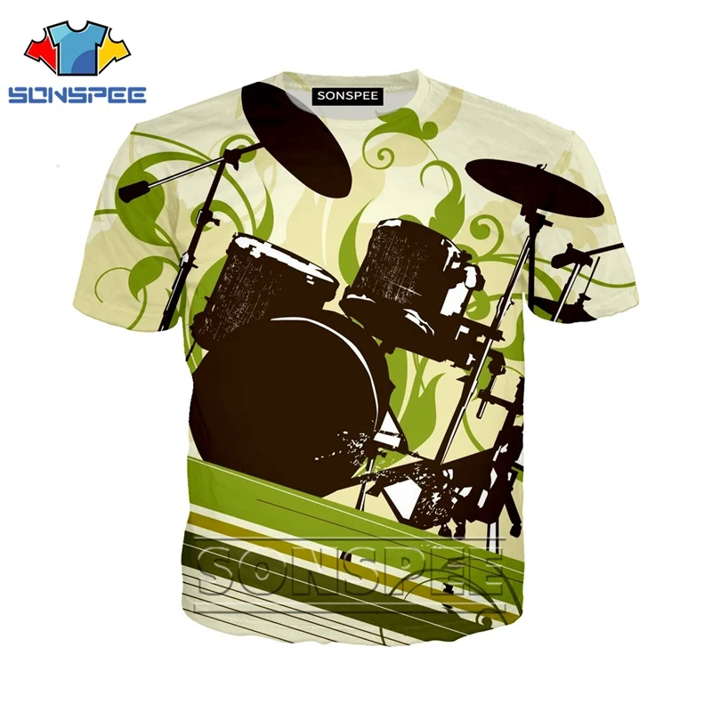 Anime 3d print funny music t shirt Men Women fashion t-shirt drum set sexy kids Harajuku top tee Funny shirts homme tshirt A48