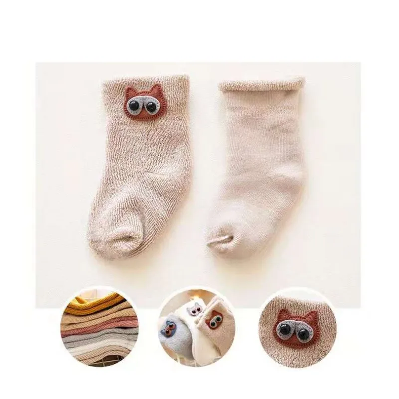 3 пар/компл. милые мягкие носки теплые зимние детские дети новорожденных носки с мультяшным рисунком для маленьких мальчиков и девочек