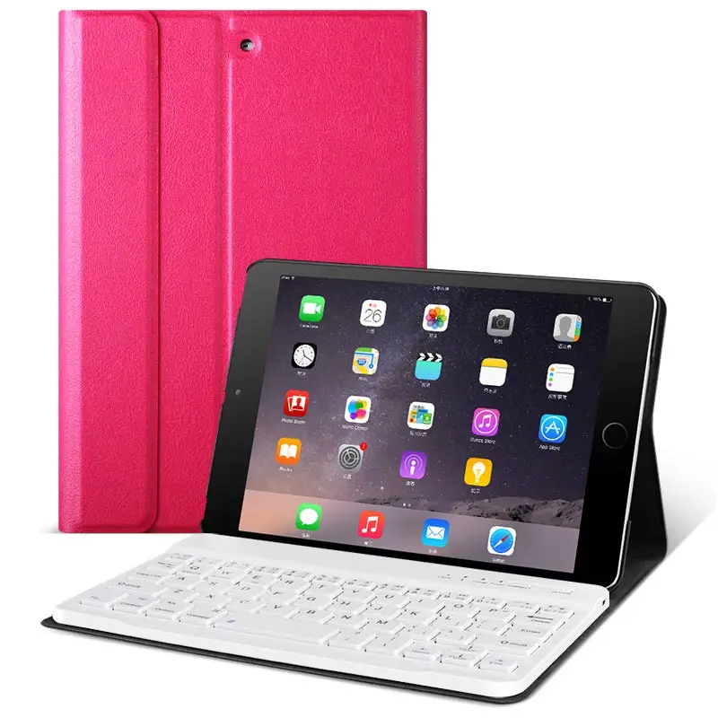 Для Apple iPad mini 1 2 3 чехол с клавиатурой 7,9 дюйма для iPad mini, чехол с клавиатурой, Ультратонкий Роскошный чехол с Bluetooth - Цвет: rose red  white