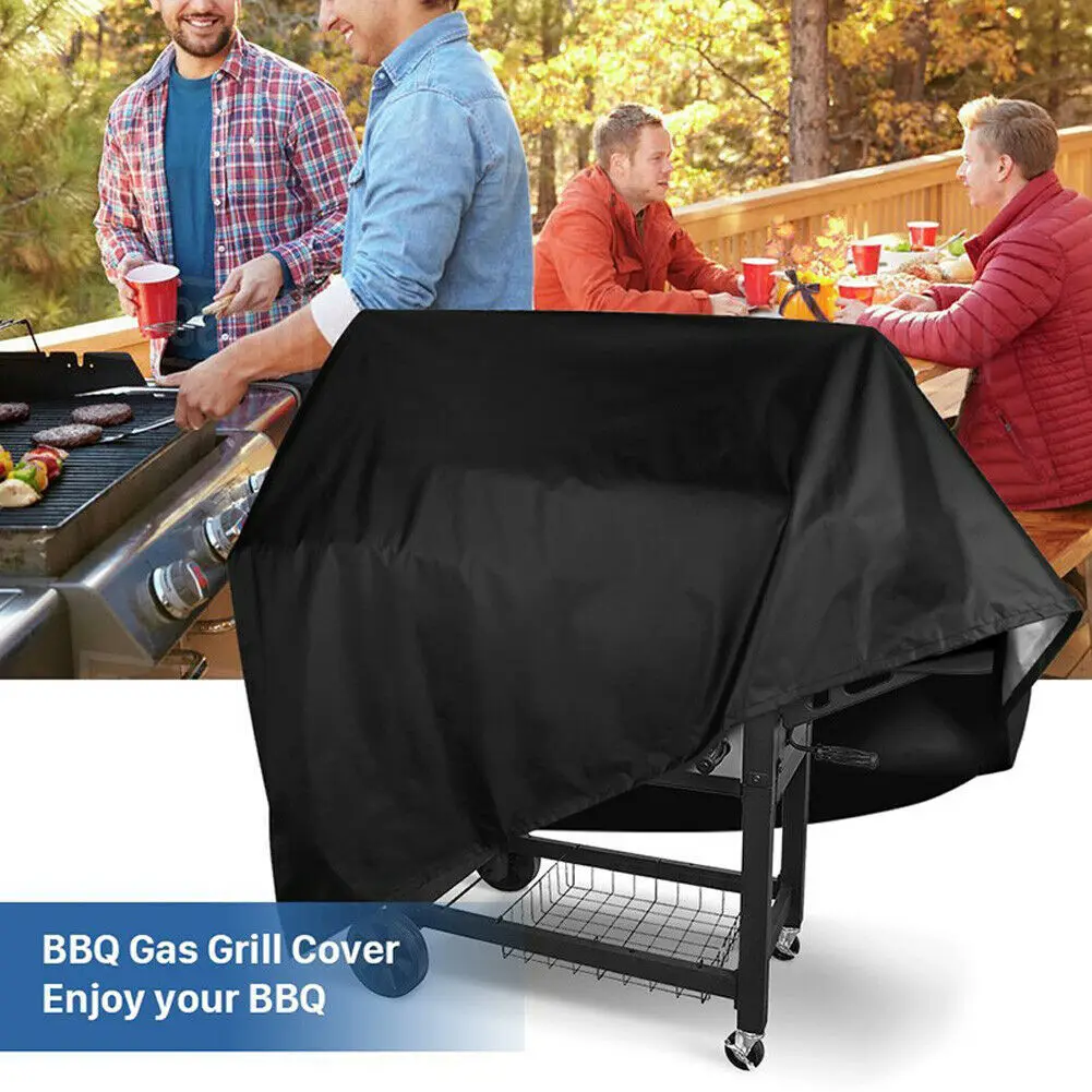 

Outdoor BBQ Grill Cover Waterproof Dustproof Anti-UV Garden Terrace Heavy Duty Electric Gas Grill Protective Square Black