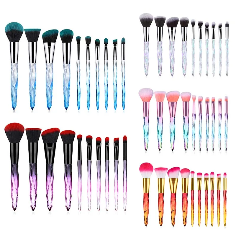 

2020 New 5/7/10pcs Crystal Makeup Brushes Set Powder Foundation Brush Eye Shadow Eyebrow Professional Blush Makeup Brush Tools