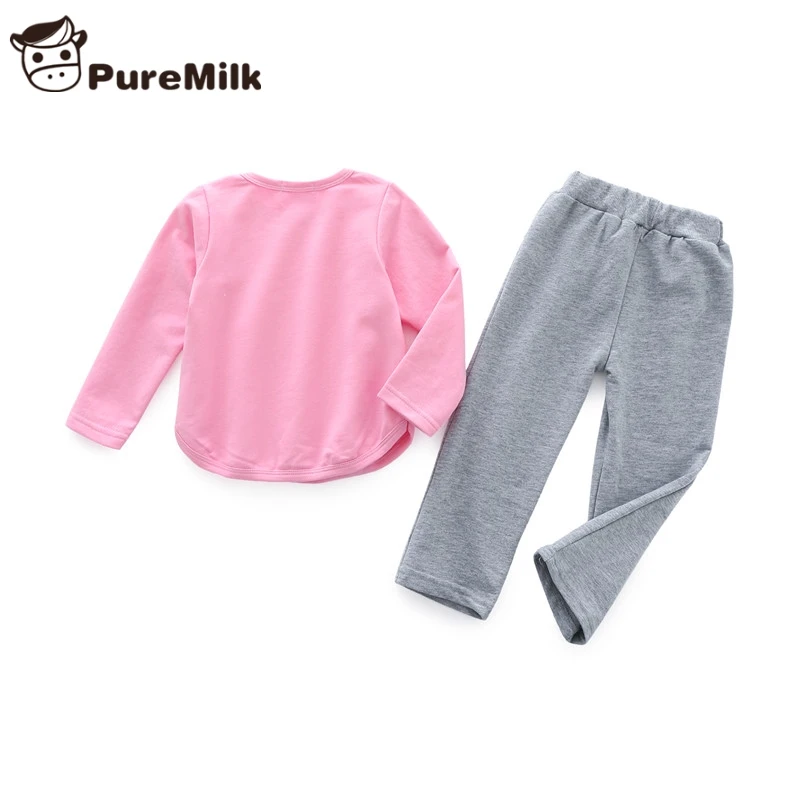PureMilk комплект одежды из хлопка для новорожденных; розовая футболка с зелеными штанами; повседневная одежда для малышей