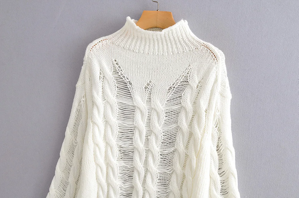 Женский белый свитер водолазка с длинным рукавом свободный размер свободный вязаный свитер лето весна осень Прямая