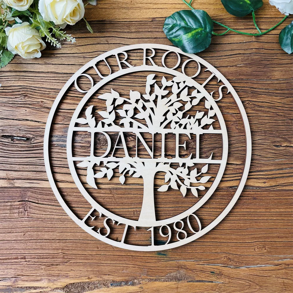 Personalized Tree Of Life Name Sign Est Year Established Acrylic Wood Housewarming Gift Hanger Sign For Family Wall Art