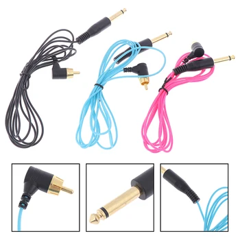

90 Degree Right Angled Tattoo Rca Cord Plug Clip Cord Silicone Cable Converter With Silicone Cable 3 Colors Free Shipping