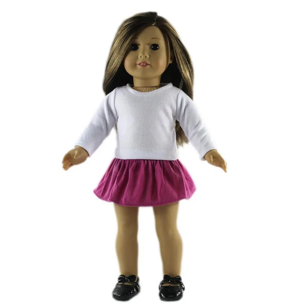 Белая Рубашка розовая куртка юбка Набор Гардероб макияж подходит для 18 "американская девочка куклы кукольный дом Декор