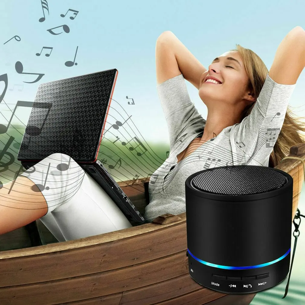 

Portable Mini Wireless Speaker With Mic Loudspeaker LED Heavy Bass Stereo Music Players Sound Box Speaker