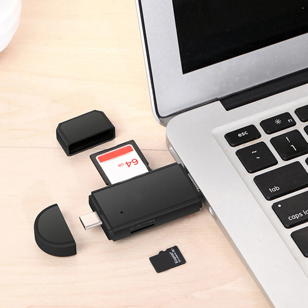 3 в 1 Универсальный кард-ридер Тип C Micro-USB OTG высокоскоростной TF/Micro-SD micro кард-ридер черный цвет Картер