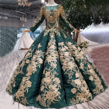 

Saudi Arabian Glitter Lace Evening Dresses Robe De Soriee Long Sleeves 2019 Boat Neck Lace up Sweet 15 16 Quinceanera Ball Gowns