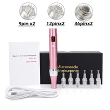 New Electric Derma Pen Wireless with 6pcs needles Skin Care Machine Device Tattoo Microblading Derma Tattoo Needles Gun Dr Pen