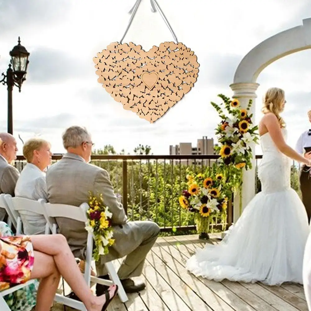 Деревянный кулон в форме сердца для свадебных книг подвесная доска вечерние