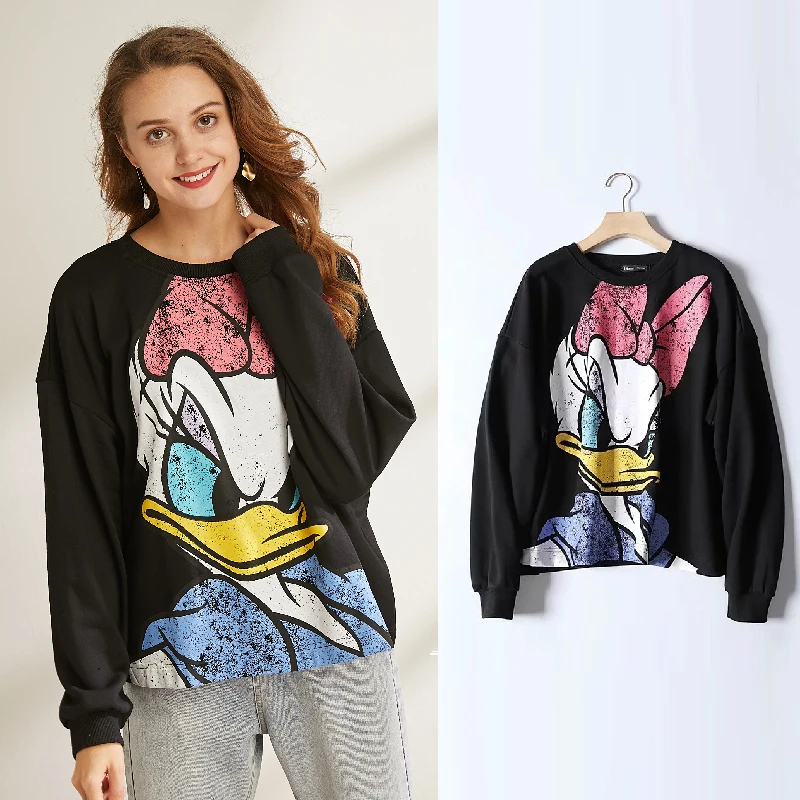 sweatshirt streetwear women clothing The Little Mermaid carton print autumn fashion o neck long sleeve oversize pullover - Цвет: QQ0416