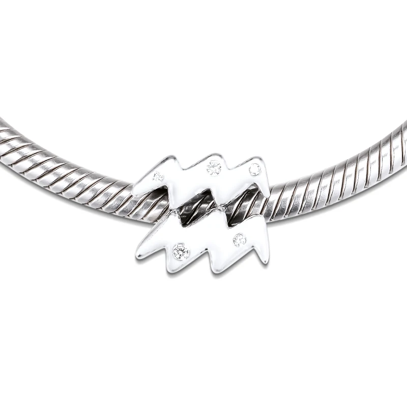 

Charms fits for Necklaces Bracelets Sparkling Aquarius Zodiac Beads 100% 925 Sterling-Silver-Jewelry Free Shipping