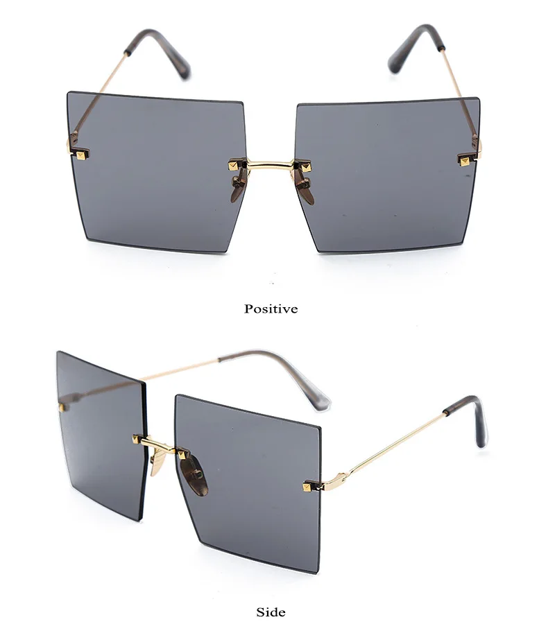 Ретро негабаритных коричневых солнцезащитных очков Женские винтажные солнцезащитные очки бренда класса «Люкс» очки без оправы oculos de sol feminino большие оттенки
