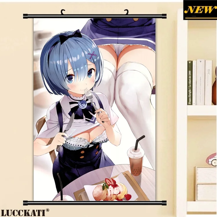 40X60 см Re Zero Re: Zero Hajimeru Isekai Seikatsu Rezero Rem Сексуальная лоли камушки Мультфильм Аниме прокрутки холст живопись плакат - Цвет: E