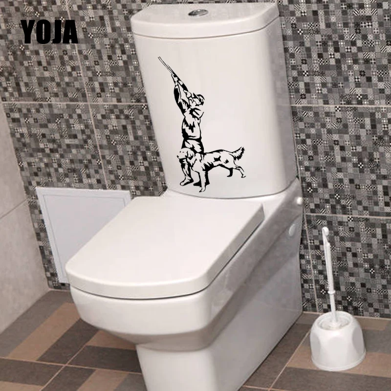 YOJA 11.6X23.1CM Hunter Охота домашний декор наклейки для унитаза природы собаки стены