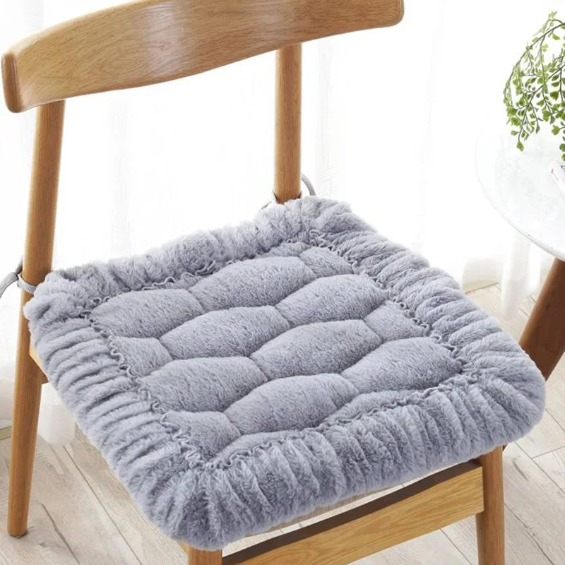 

Plush Chair Cushion Solid Color Warm Non-Slip Seat Dining Chair Cushions Driver Car Mat Washable Throw Pillow Square Stool Pads